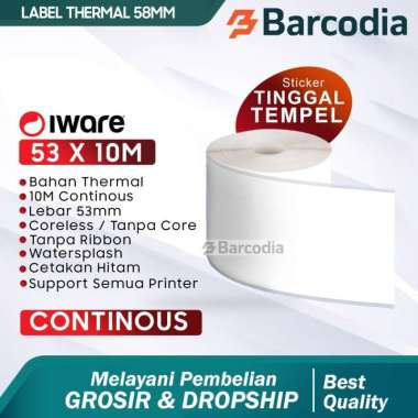 LABEL STIKER 53X10 METER LABEL STIKER 58MM LABEL THERMAL 58MM STICKER THERMAL 53 X 10 M