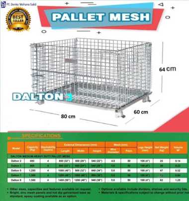 Pallet Mesh Keranjang Besi Lipat Dalton Cap 1500Kg Termurah dan Mutu Bagus