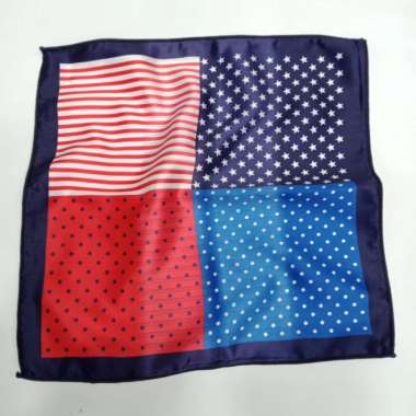 POCKET SQUARE MERAH MOTIF BIRU HANKY SAPU TANGAN JAS BLAZER PRIA - R05
