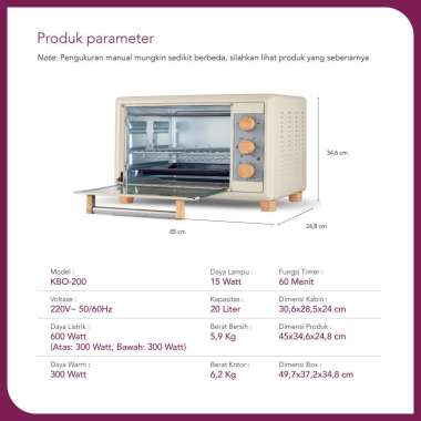 Kirin Omni Oven 20 Liter KBO-200 / Oven Listrik Low Watt/ Pemanggang - WHITE