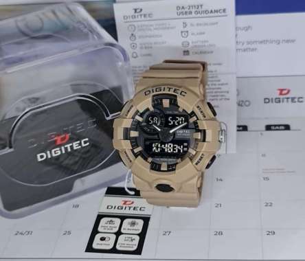 Jam Tangan Pria Digitec 2112 Dual Time Original coklat
