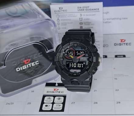Jam Tangan Pria Digitec 2112 Dual Time Original Hitam