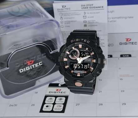 Jam Tangan Pria Digitec 2112 Dual Time Original hitam gold