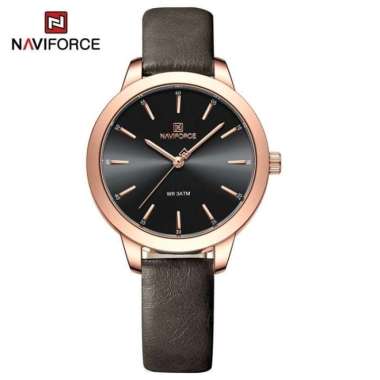 Jam Tangan Wanita Naviforce 5024 Tali Kulit Original NF 5024 Hitam