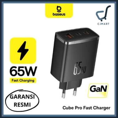 KEPALA CHARGER BASEUS FAST CHARGER TYPE-C+USB 65W CHARGER 3 PORT Putih