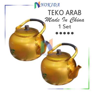 Nokida Teko Arab Made In China / Wadah Air Minum / Ceret Kuning 1 Set / Kettle Gold Classic 2 Liter