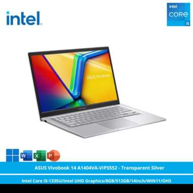 ASUS Vivobook 14 A1404VA-VIPS552 - Transparent Silver [Intel Core i5-1335U/Intel UHD Graphics/8GB/512GB/14inch/WIN11/OHS]