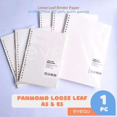 Panmomo Loose Leaf Binder Paper A5 B5 60 lembar 80 gsm Kertas Isi Binder Warna Putih Gading Motif Gr