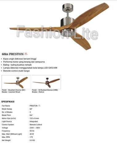 KIPAS ANGIN LAMPU MT EDMA / KIPAS ANGIN LAMPU PRESTON 60" EDMA