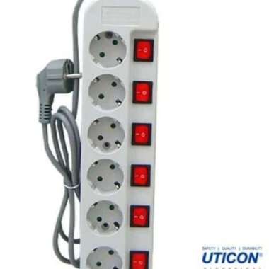 Colokan Stop Kontak Uticon dengan Individual Switch Saklar On Off - 5 Lubang 6 Lubang