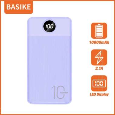 powerbank 10000mah BASIKE Keluaran USB ganda Indikator baterai LED - Ungu Merah Muda