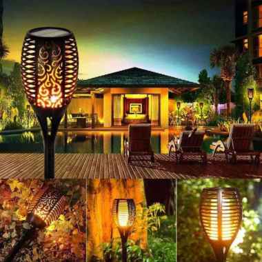 Warmtaste Lampu Taman Hias Obor Flame Light Solar IP65 Warm White