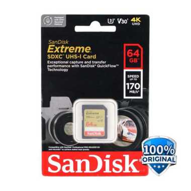 SanDisk Extreme SDXC UHS-I Card V30 U3 Class 128GB - SDSDXVA-128G