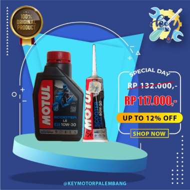 Paket Hemat -Oli Mesin Motor Motul Scooter Matic Le 4T 10W-30 1 Liter dan Oli Gardan Motor Motul Sco