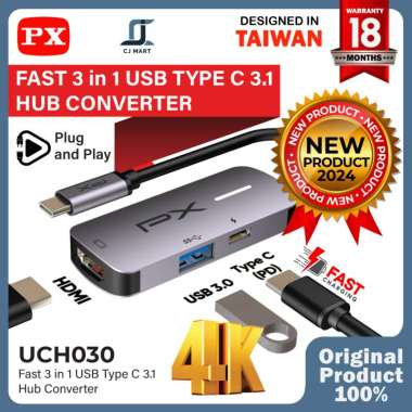 USB Hub Type C 3.1 to USB Converter Macbook Laptop 3 in 1 PX UCH030