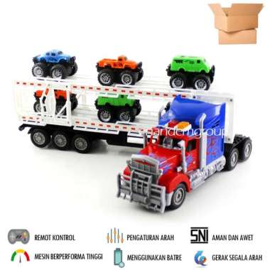 MAINAN MOBIL REMOT KONTROL RC MEGA TRUK KONTAINER (UKURAN BESAR) Biru+Box