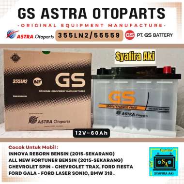 Aki Mobil ALL NEW FORTUNER BENSIN GS MF OEM 355LN2 / LN2 | 12V - 60Ah
