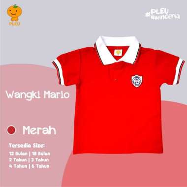 PLEU Wangki Mario | Kaos Polo Anak Laki-Laki Usia 1-6 Tahun 18 bulan Merah