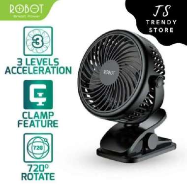 ROBOT RT-BF10 Portable Fan Kipas Angin Mini 720Â° Rotasi 2000 Mah Hitam