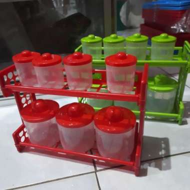 Kitchen Set Wadah Tempat Bumbu Cellini Rak susun 2 & 7 Toples Plastik