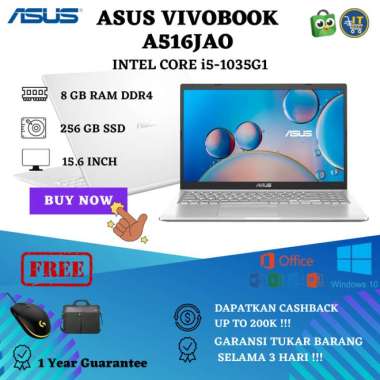 ASUS VIVOBOOK A516JAO INTEL CORE i5-1035G1 RAM 8GB 256GB SSD 15.6" FHD