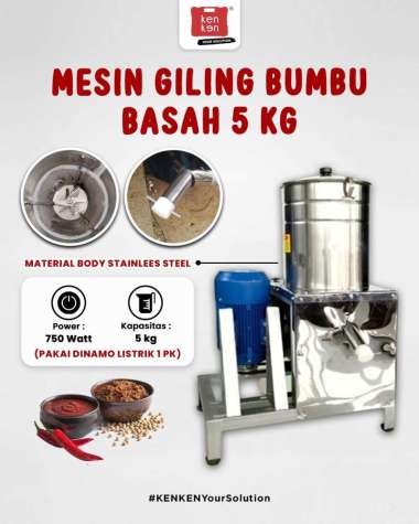 Mesin Giling Bumbu Basah 5 kg Rakitan Dinamo 1 hp 2800 rpm