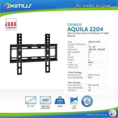 BRACKET TV LED LCD MONITOR 14"-42" OXIMUS AQUILA 2204 WALL MOUNT FIXED