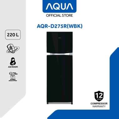 AQUA Kulkas 2 Pintu Inverter Glass Door Black ASI BOX 220 Liter AQR-D275R (WBK) Garansi Resmi