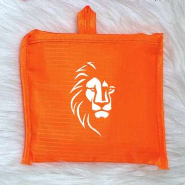 CUSTOM TAS BELANJA LIPAT SABLON LOGO NAMA - PARASUT BESAR SHOPPING BAG Orange