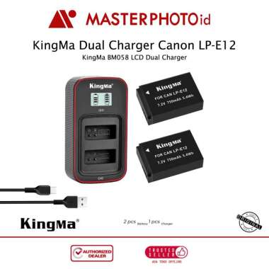 Baterai KINGMA Canon LP-E12 + 2 Battery and Dual Charger LCD BM058