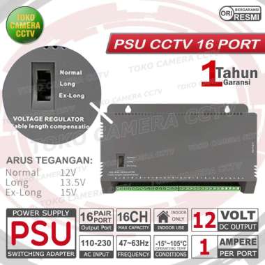 POWER SUPPLY PSU ADAPTOR PHICOM DC 12 VOLT 1 AMPERE UNIVERSAL CCTV 16 CHANNEL