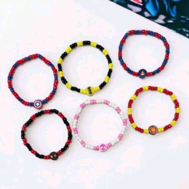 Gelang Beads Superhero Elastis Bracelet Karakter Clay Manik Kartun Cartoon Handmade Fashion GL Super
