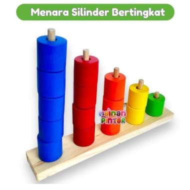 Menara Silinder Bertingkat Warna Mainan Edukasi Anak