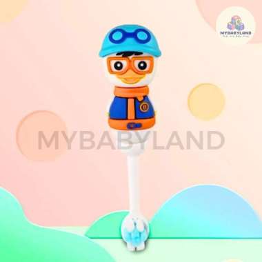 Sikat Gigi Anak Bayi Pororo Premium | Sikat Gigi Merk Polulu Karakter Pororo Silikon Pendek | Bulu S