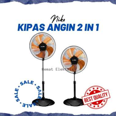 Kipas Angin Niko Berdiri dan Gantung Dinding Ukuran 16 Inch 2 Fungsi Tanpa Remote