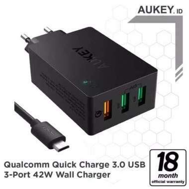 Charger Aukey QC 3.0 42W 2 Port / Charger Aukey Qualcomm Quick Charger Multicolor