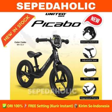 Balance Bike / Push Bike UNITED PICABO Ban Karet Sepeda Keseimbangan Anak Black