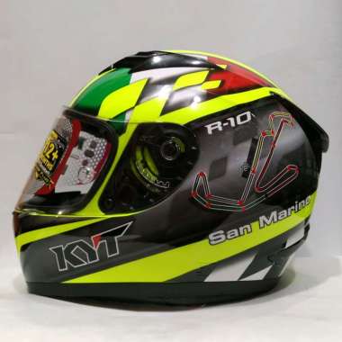 HELM KYT R10 SAN MARINO YELLOW FLOU BLACK HELM FULL FACE XL