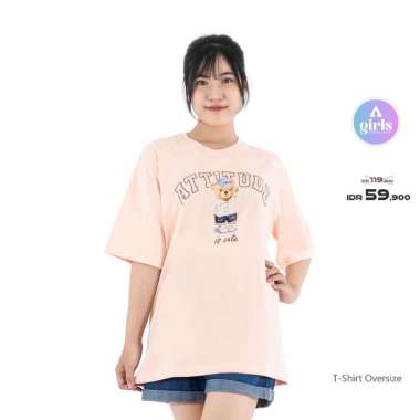 Aerostreet T Shirt Oversize Attitude Bear Peach Kaos 1C000 L