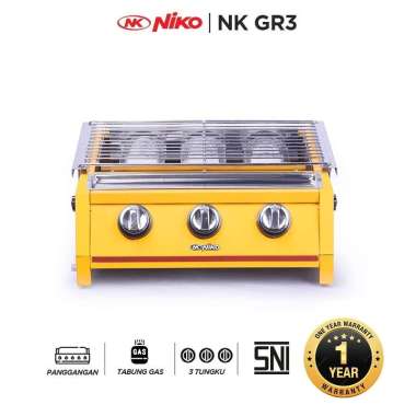 Kompor Gas Pemanggang Bakaran Sosis Grill BBQ Alat Panggang Sosis Niko NK-GR 2 3 4 Tungku 3 Tungku