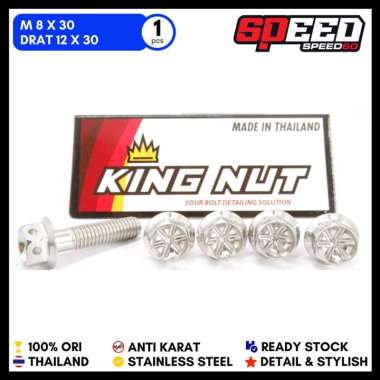 Baut M 8 x 30 Drat 12 x 30 Silver Baut Probolt Thailand Stainless King Nut
