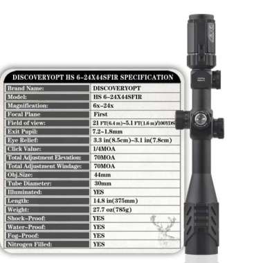 scope Discovery HS 6-24X44SFIR FFP teleskop anti getar bisa main turet 11mm
