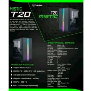Casing Gaming NYK Mistic T20 Micro ATX Glass LED RGB - PC Case NYK Nemesis Casing Gaming T20 Mistic