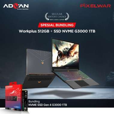 ADVAN Laptop Gaming Pixelwar AMD RYZEN 5 6600H 16” 2.5K IPS 16GB 512GB + SSD ADVAN X HIKSEMI G3000/1