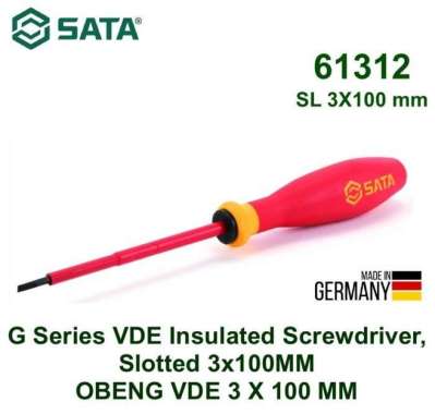 Obeng Listrik Minus 3 X 100 mm (Germany) 61312 Screwdriver Sata Tools