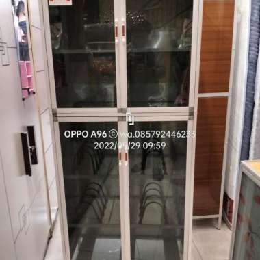 rak piring 2 pintu kaca transparan