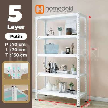 Homedoki Rak penyimpanan multifungsi 4 & 5 tingkat / rak penyimpanan gudang S-5L Putih