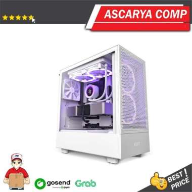 Case NZXT H5 FLOW Compact ATX Mid-tower Airflow Case putih