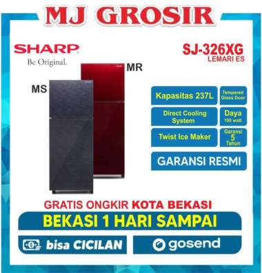 KULKAS SHARP SJ 326 XG LEMARI ES 2 PINTU SJ326XG SJ 326XG SHINE