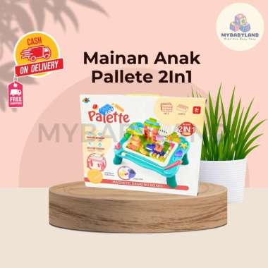 Mainan Anak 2 in 1 Block Palette | Drawing Board & Magnetic Block | Meja Mainan Anak | Meja Drawing 